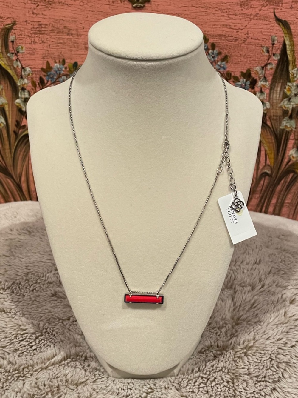 Kendra Scott Red Bar Pendant Necklace